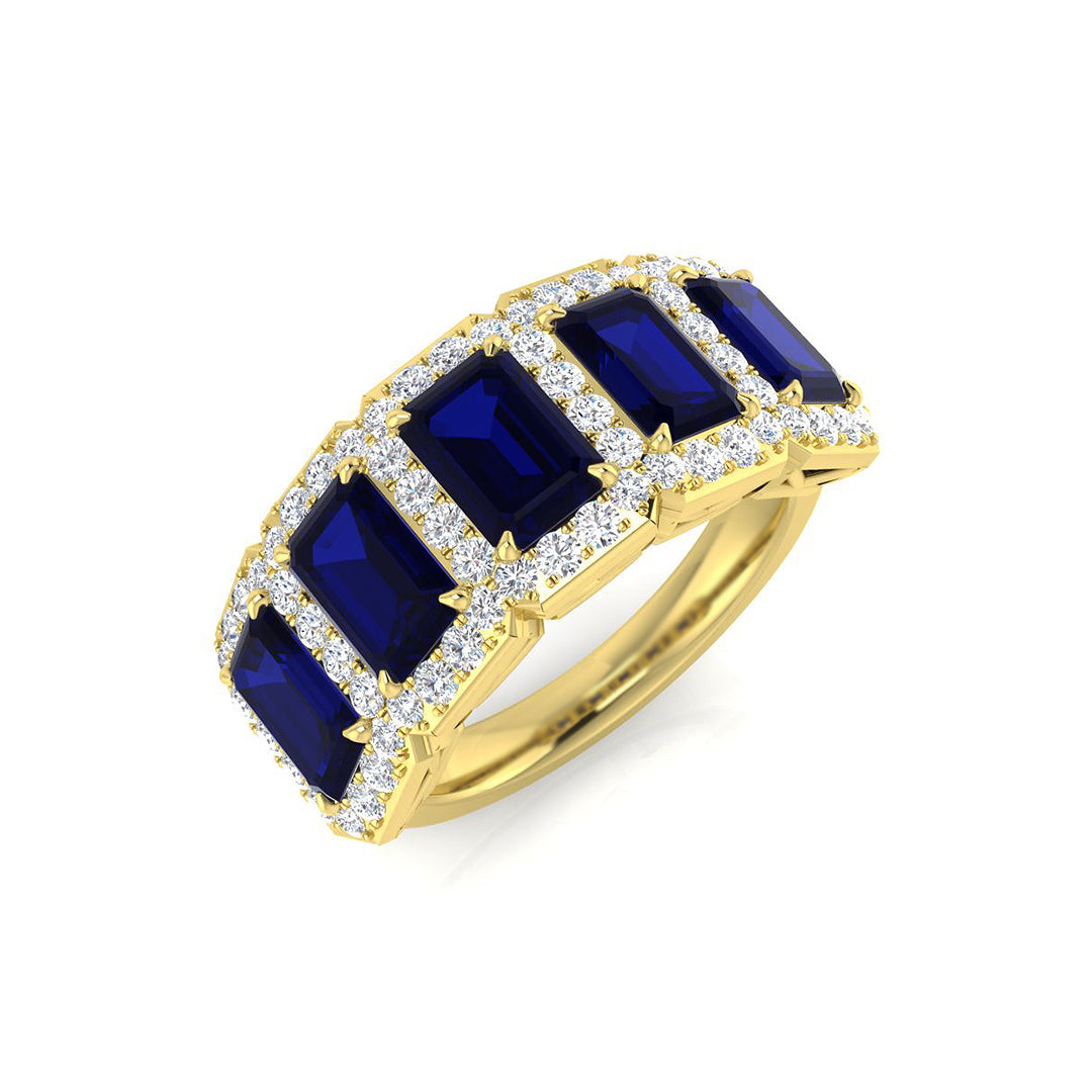 Blue Sapphire Halo Ring for Women