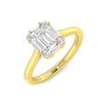 Baguette & Round Cut Diamond Halo Sytle Engagement Ring | 0.33ct