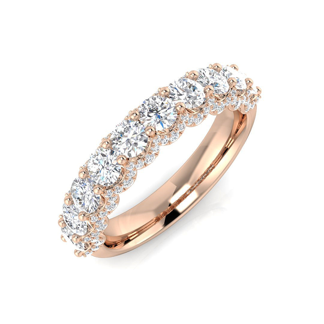 1.60-2.05ct D/VVS Lab-Grown Round Cut Diamond Half Eternity Ring