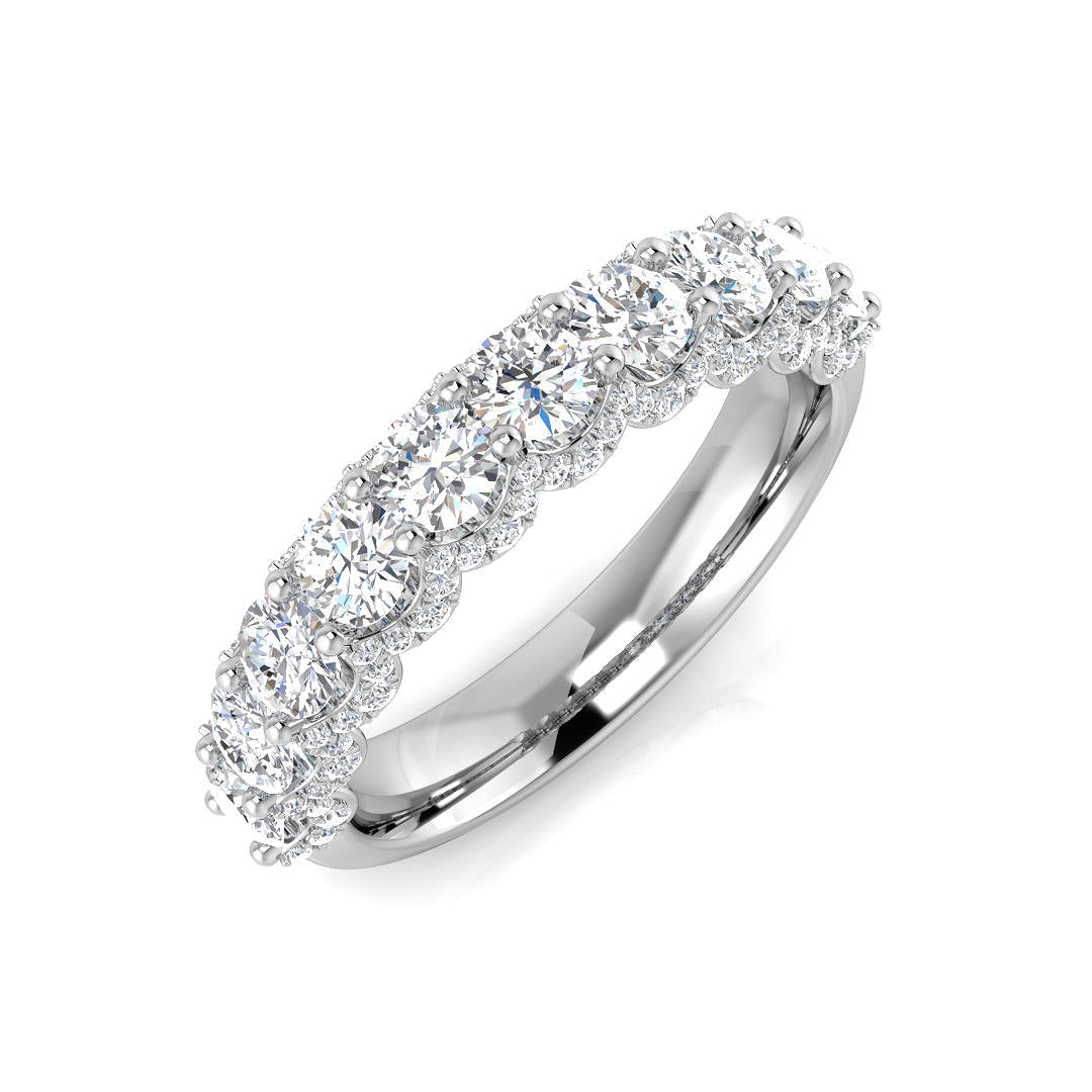 Halb-Ewigkeitsring mit 1,50 ct, D/VVS, im Labor gezüchtetem Diamanten im Rundschliff