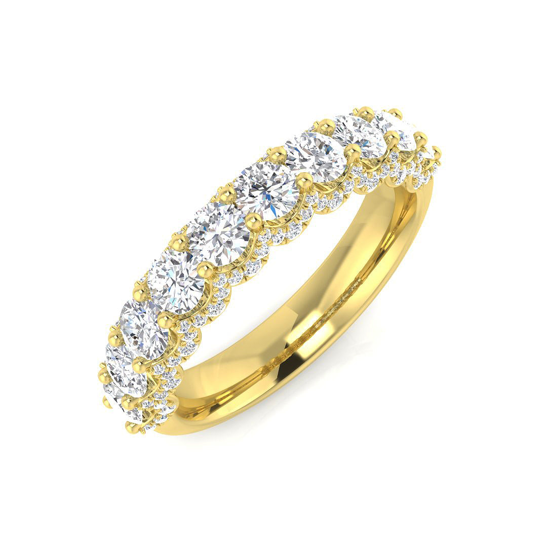 1.60-2.05ct D/VVS Lab-Grown Round Cut Diamond Half Eternity Ring
