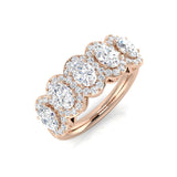 Lab Grown Oval Cut Diamond 5 Stone Ring in Halo Style | 1.5ct - 3.5ct