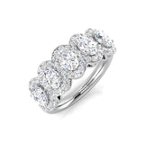 Natural Round & Oval Cut Diamond Five Stone Halo Ring