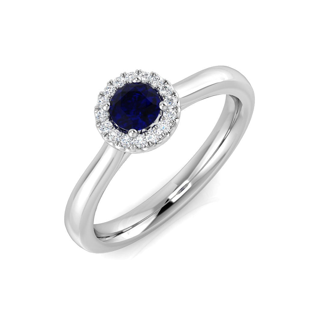 Diamond Hammerkmith Blue Sapphire Ring | 0.3ct - 0.5ct