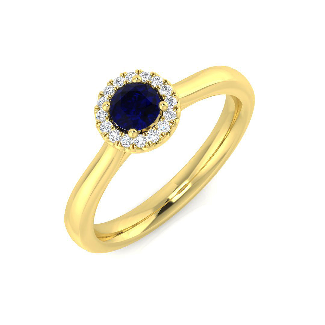 Diamond Hammerkmith Blue Sapphire Ring | 0.3ct - 0.5ct