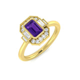 Diamond Pobtypridd Amethyst Ring | 0.75ct - 1ct