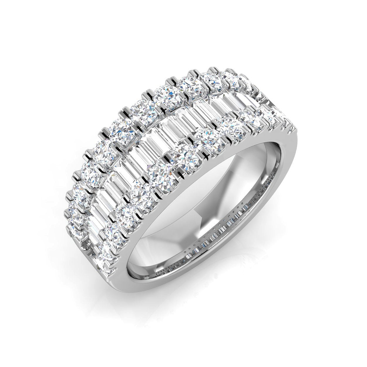 Baguette & Round Brilliant Cut Diamond Eternity Ring