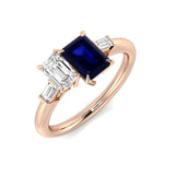 Sapphire and Baguette Diamond Statement Ring for Women