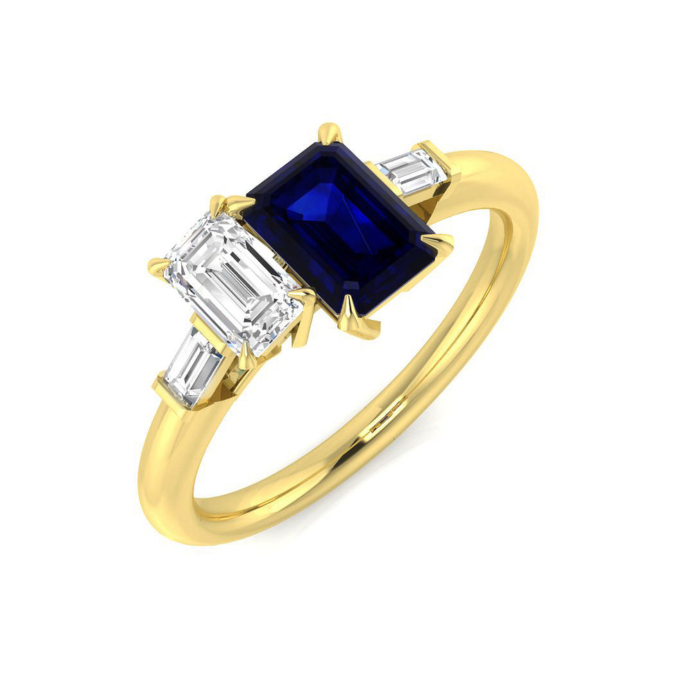 Emerald Cut Sapphire Statement Ring in White Gold