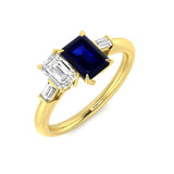 Emerald Cut Sapphire Statement Ring in White Gold