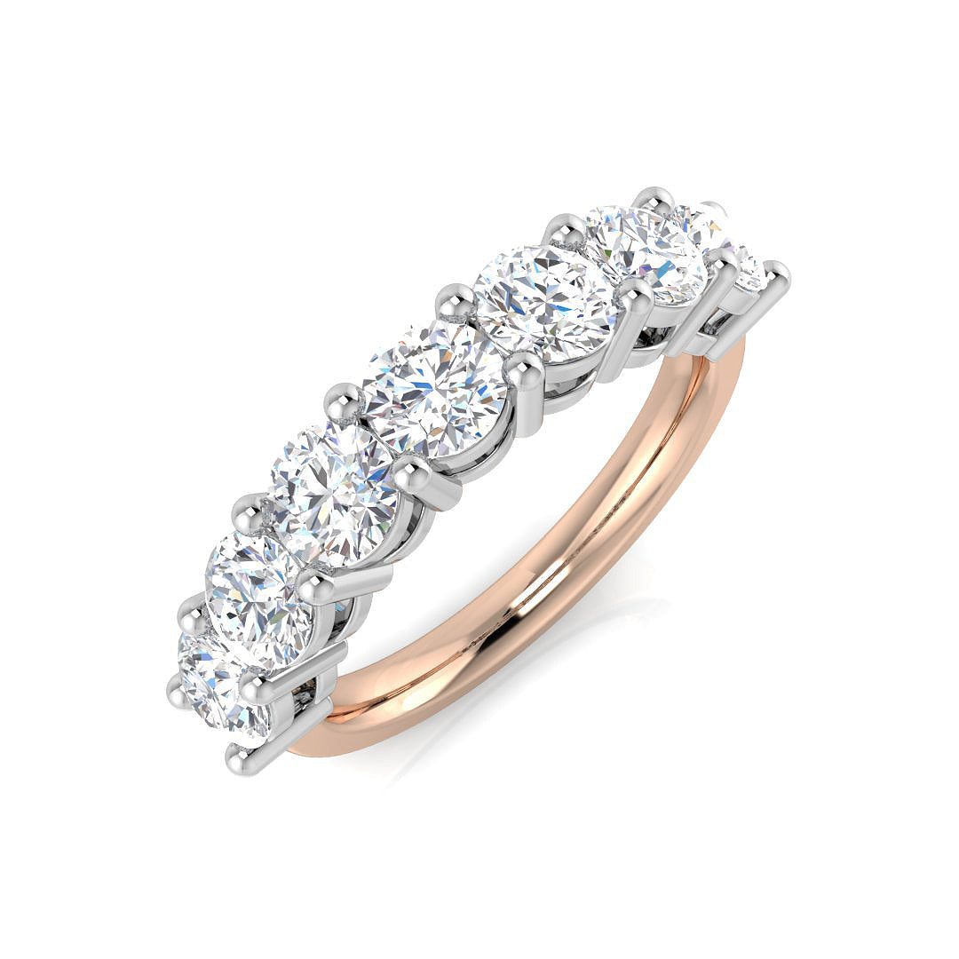 7-Stone Natural Round Cut Diamond Wedding Ring