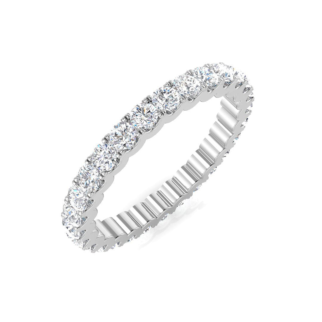 1.00 to 4.00 Carat Lab-Grown Round Cut D/VVS Diamond U-Prong Set Full Eternity Ring.