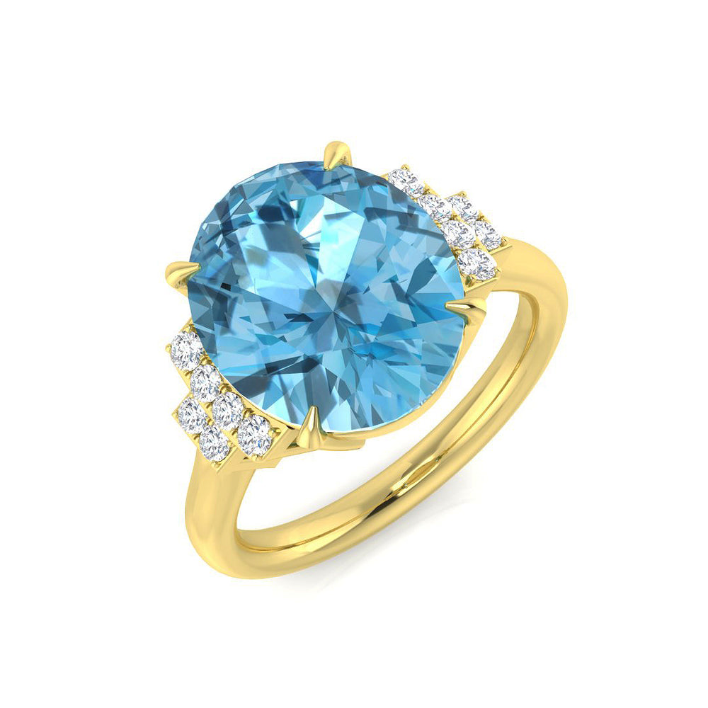 Aquamarine Pave Diamond Ring for Women