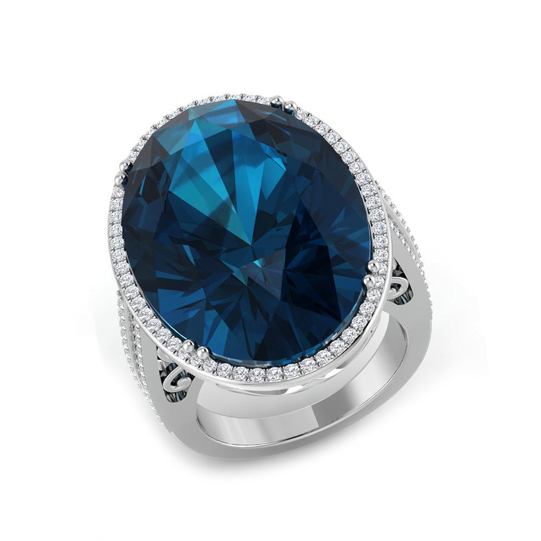 London Blue Topaz Cocktail Ring in Gold