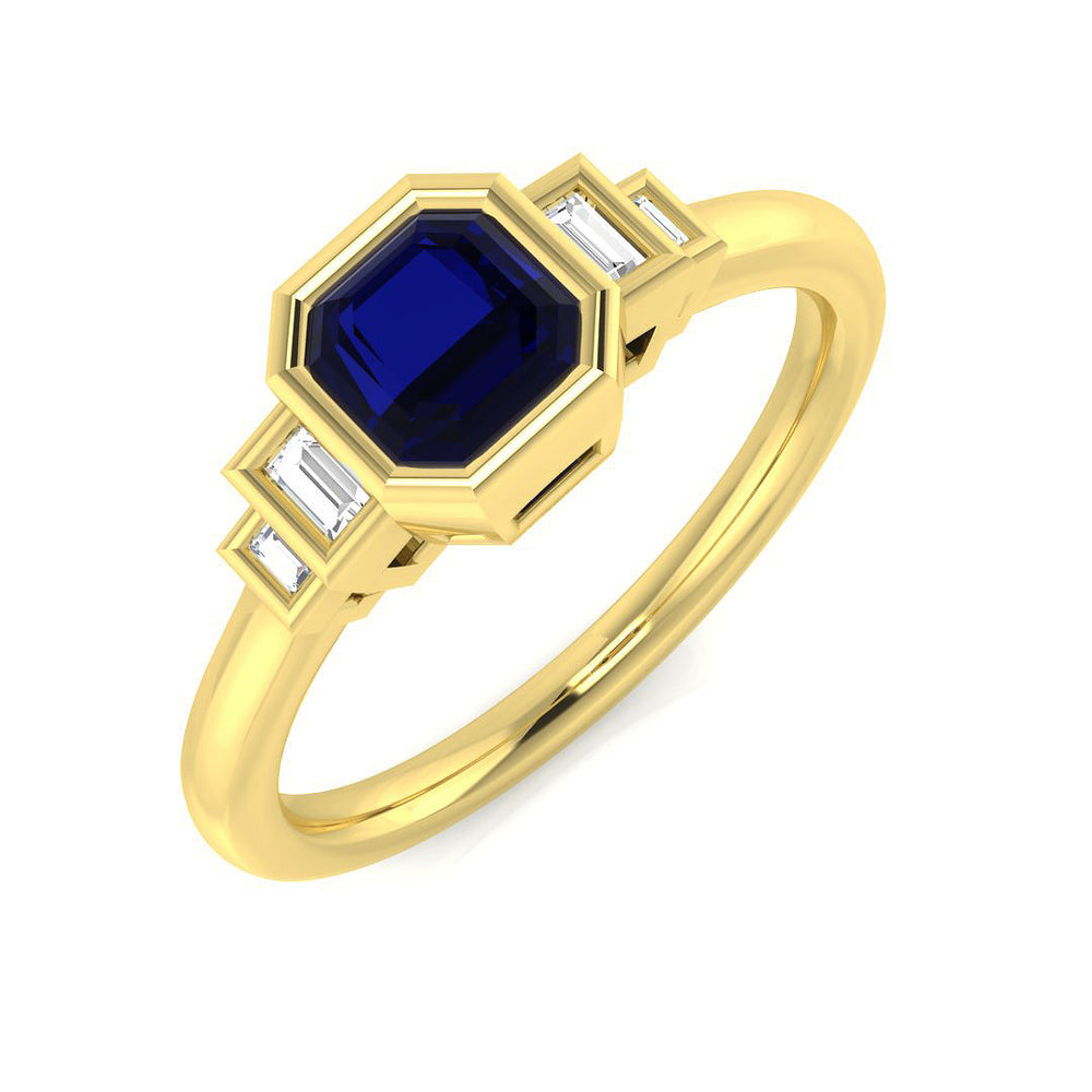 Blue Sapphire Five Stone Ring in Gold 