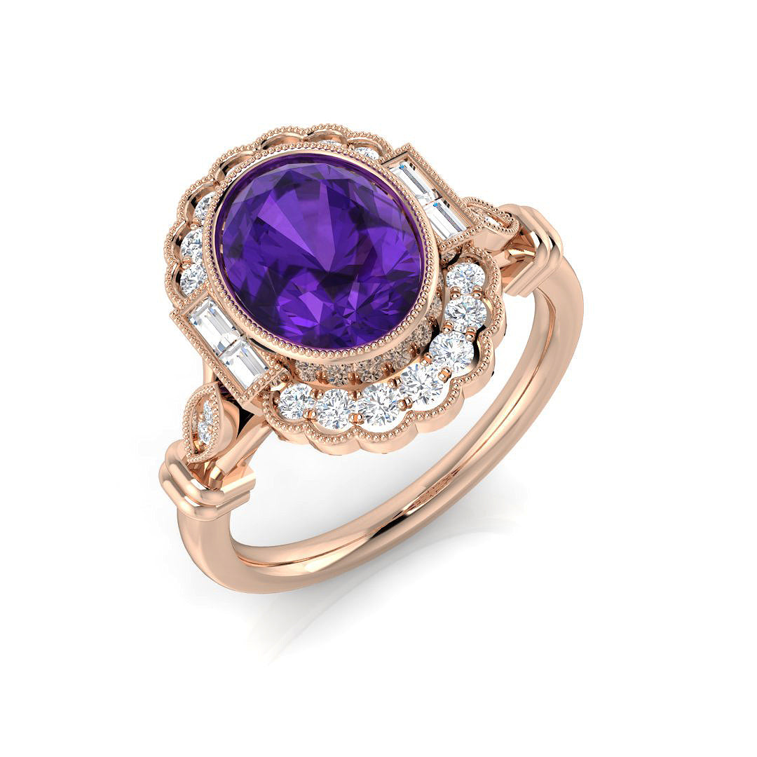 Diamond Blackwood Amethyst Ring | 2ct - 2.5ct
