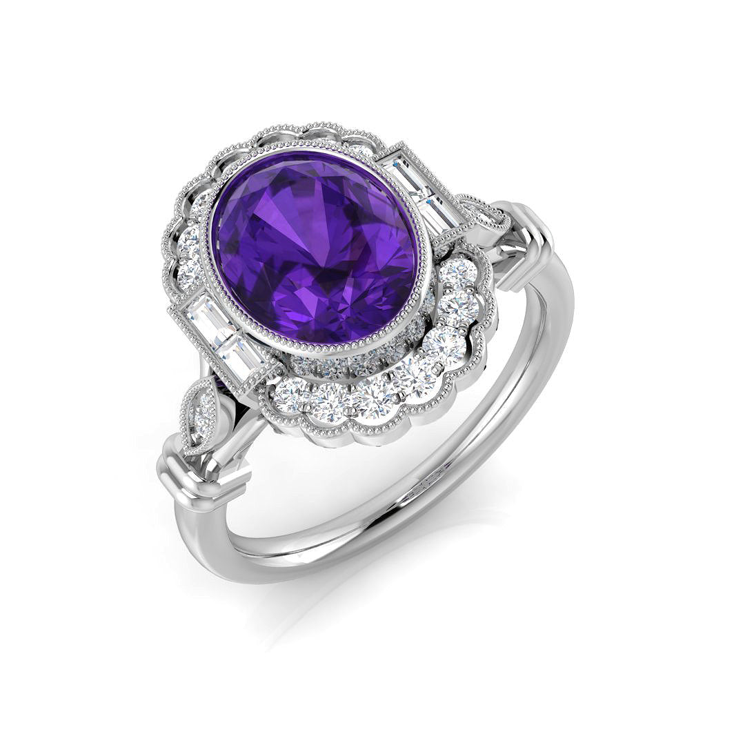 Diamond Blackwood Amethyst Ring | 2ct - 2.5ct