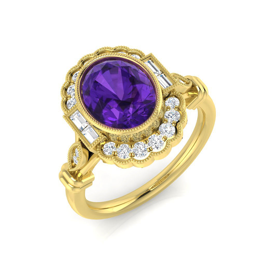 Diamond Blackwood Amethyst Ring | 2ct - 2.5ct