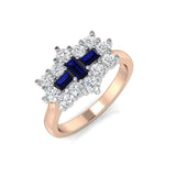 blue sapphire diamond cluster ring vintage boat style