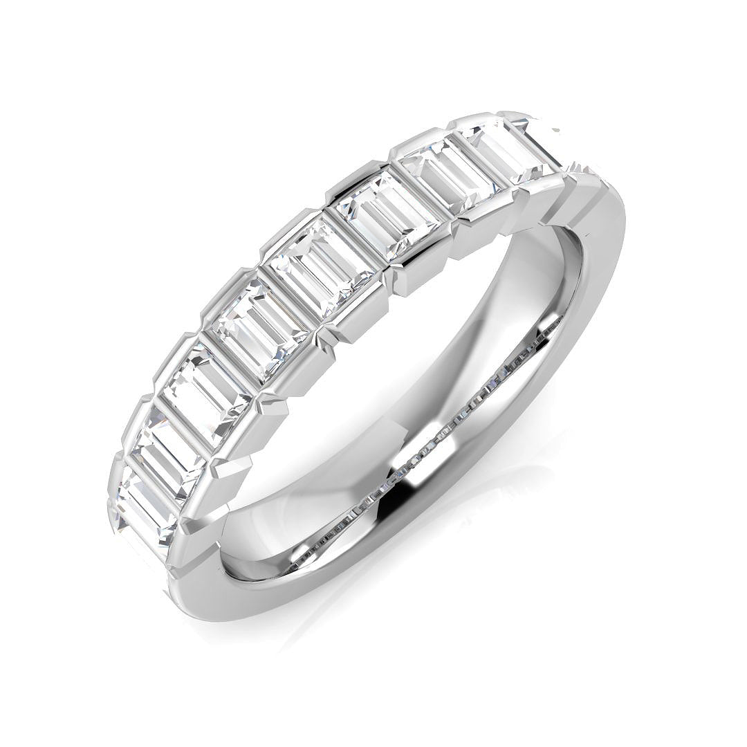 Bague demi-alliance en diamants de laboratoire taille baguette (0,50-1,00 ct), pureté D/VVS