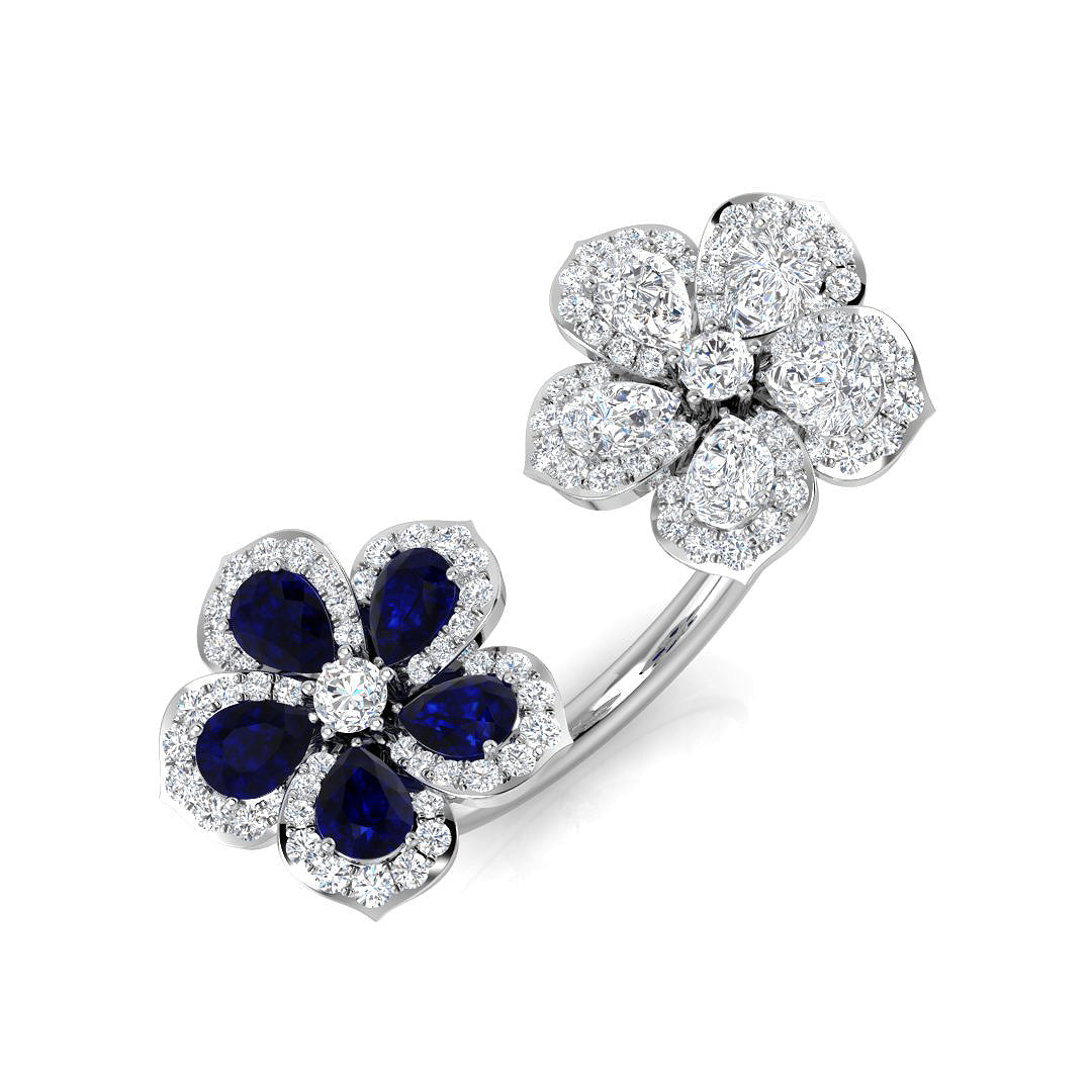 Blue Sapphire Cluster Ring