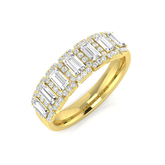 7 Stone Emerald Diamond Halo Ring | Lab & Natural | 0.75–1.00Ct | Gold & Platinum