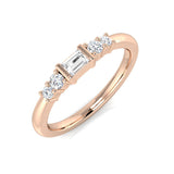 0.25ct Lab-Grown Baguette & Round Cut D/VVS Diamond Bar Set Half Eternity Ring.