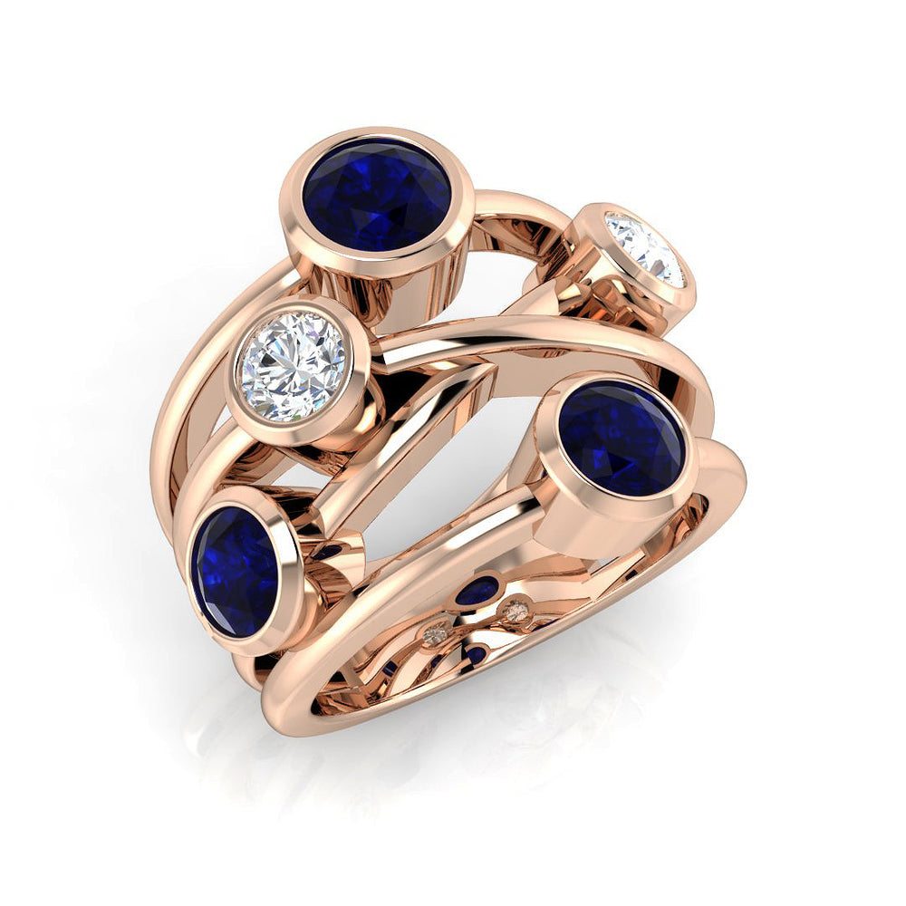 Blue Sapphire Bubble Ring for Gift