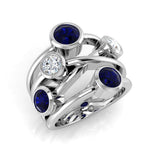 Blue Sapphire Bubble Ring in white gold