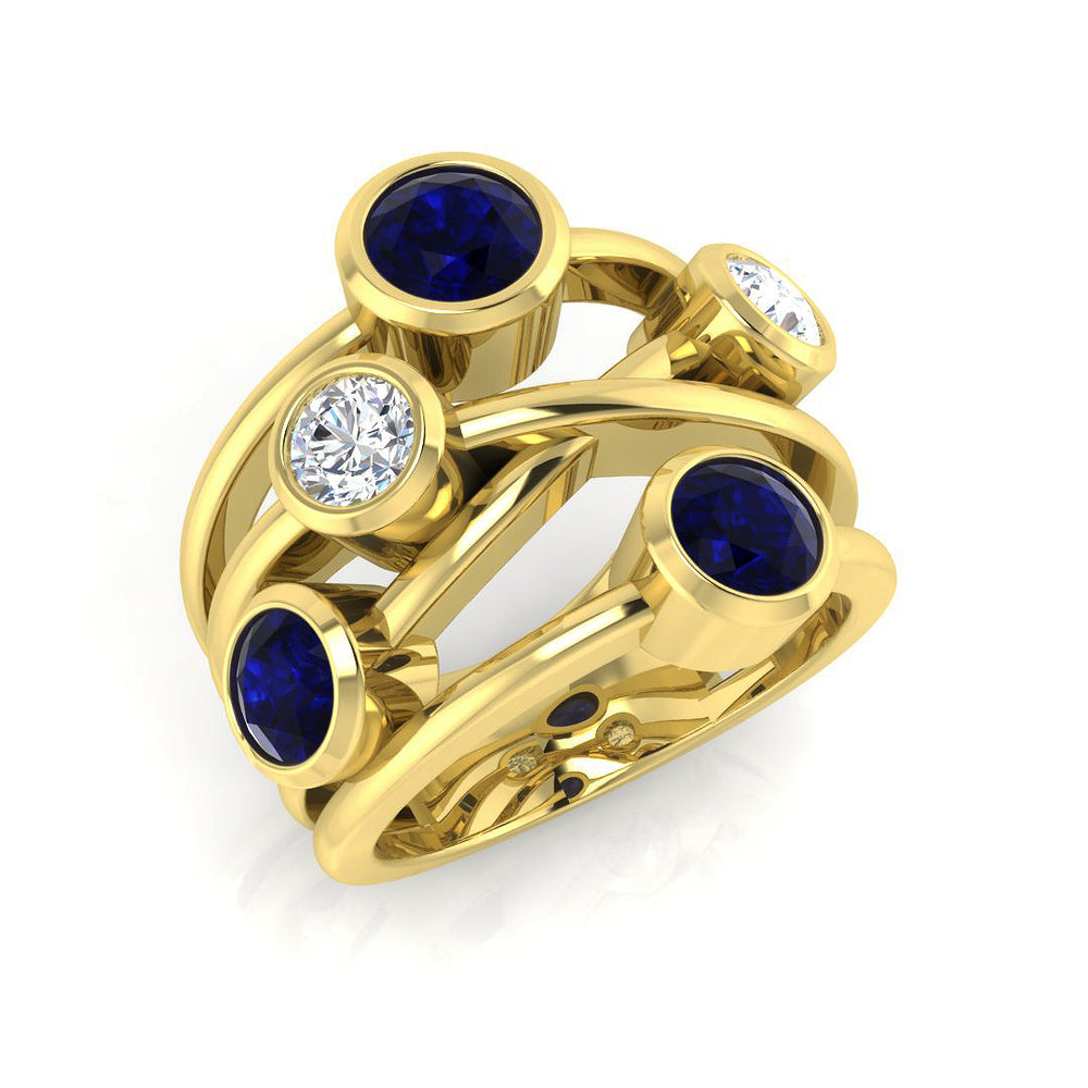 Blue Sapphire Bubble Ring for Women
