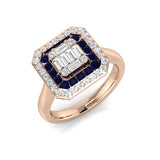 Diamond Brebtwoob Blue Sapphire Ring | 0.75ct