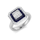 Diamond Brebtwoob Blue Sapphire Ring | 0.75ct