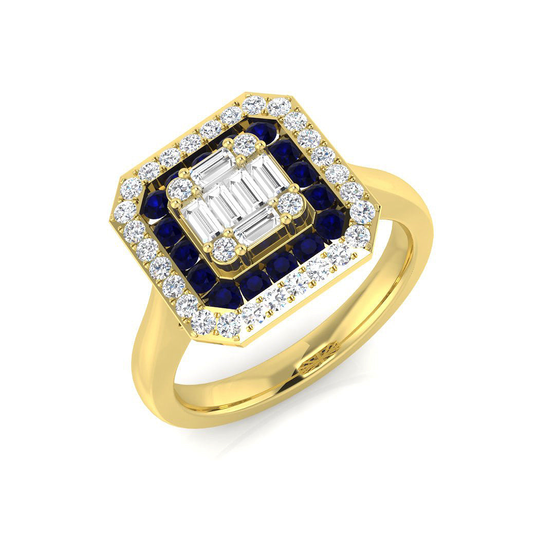 Diamond Brebtwoob Blue Sapphire Ring | 0.75ct