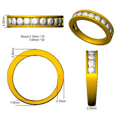 1.00Carat D-E/VS Lab Grown Diamond Half Eternity Wedding Ring 950 Platinum Ready To Ship
