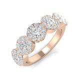 Five Stone Round Diamond Cluster Ring 1ct | Floral Design Band | UK Hallmarked