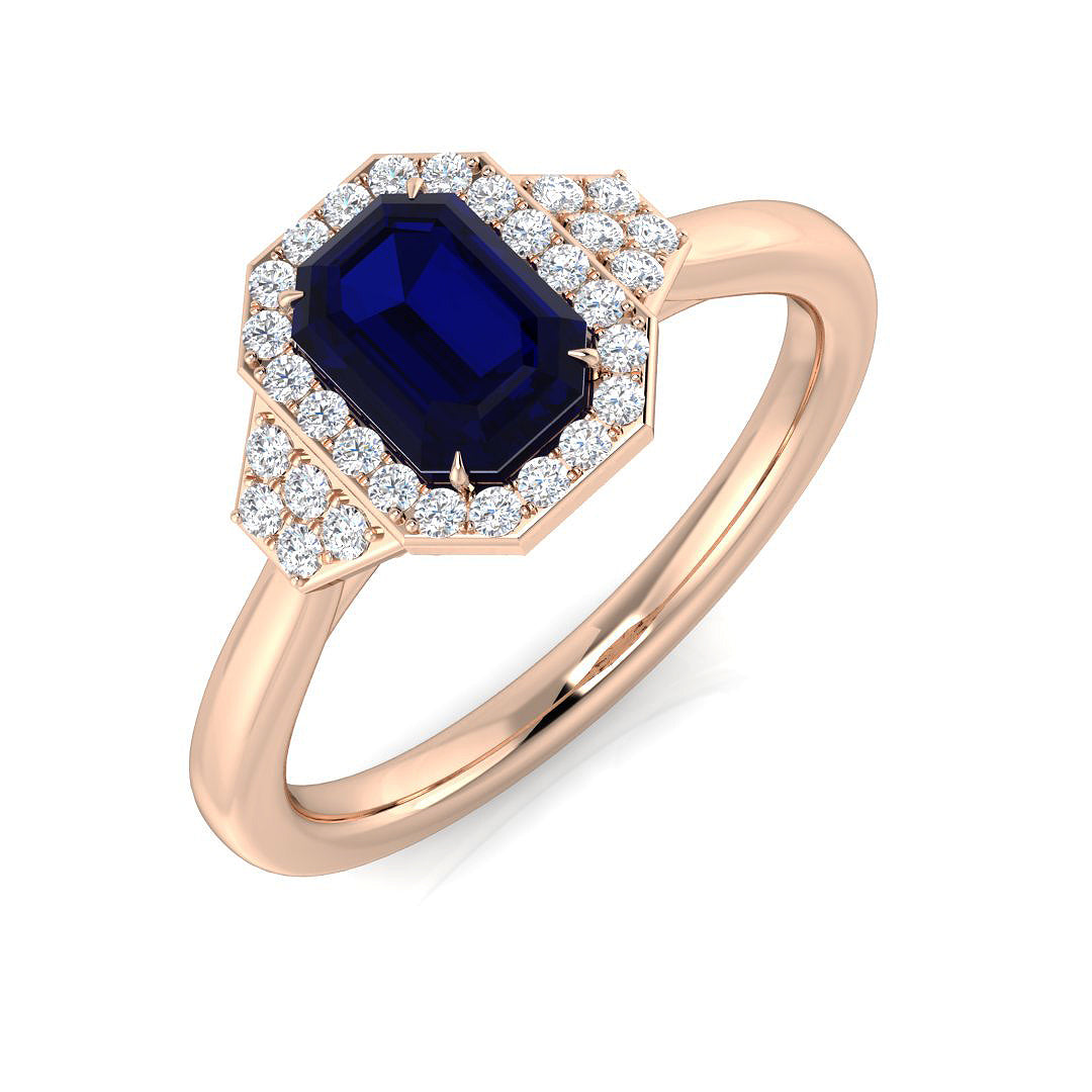 Diamond Carikbrooke Blue Sapphire Ring | 0.75ct - 1ct