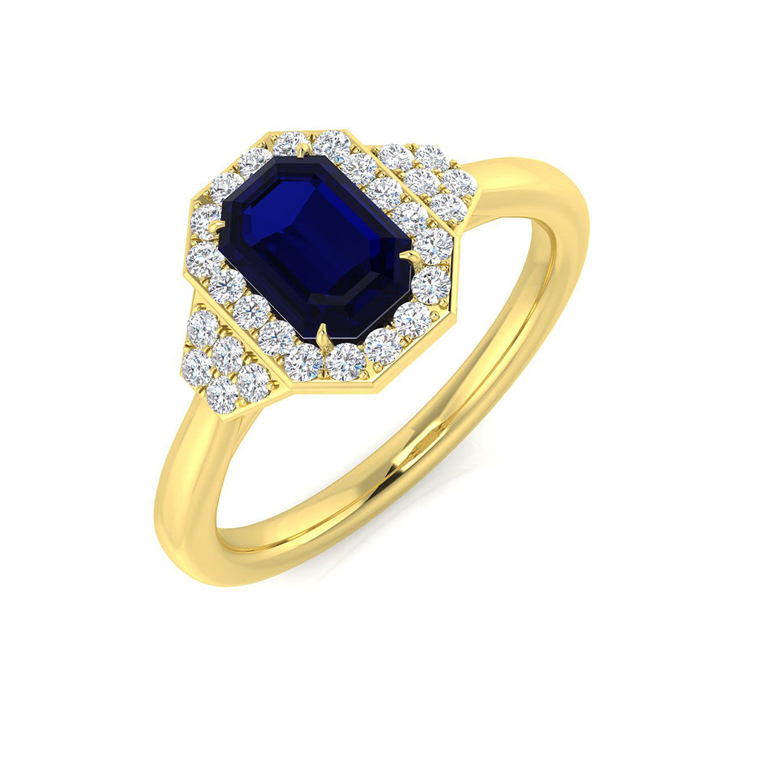 Diamond Carikbrooke Blue Sapphire Ring | 0.75ct - 1ct