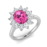 Pink Sapphire Diamond Halo Engagement Ring | Oval Cut | 0.75ct - 6ct