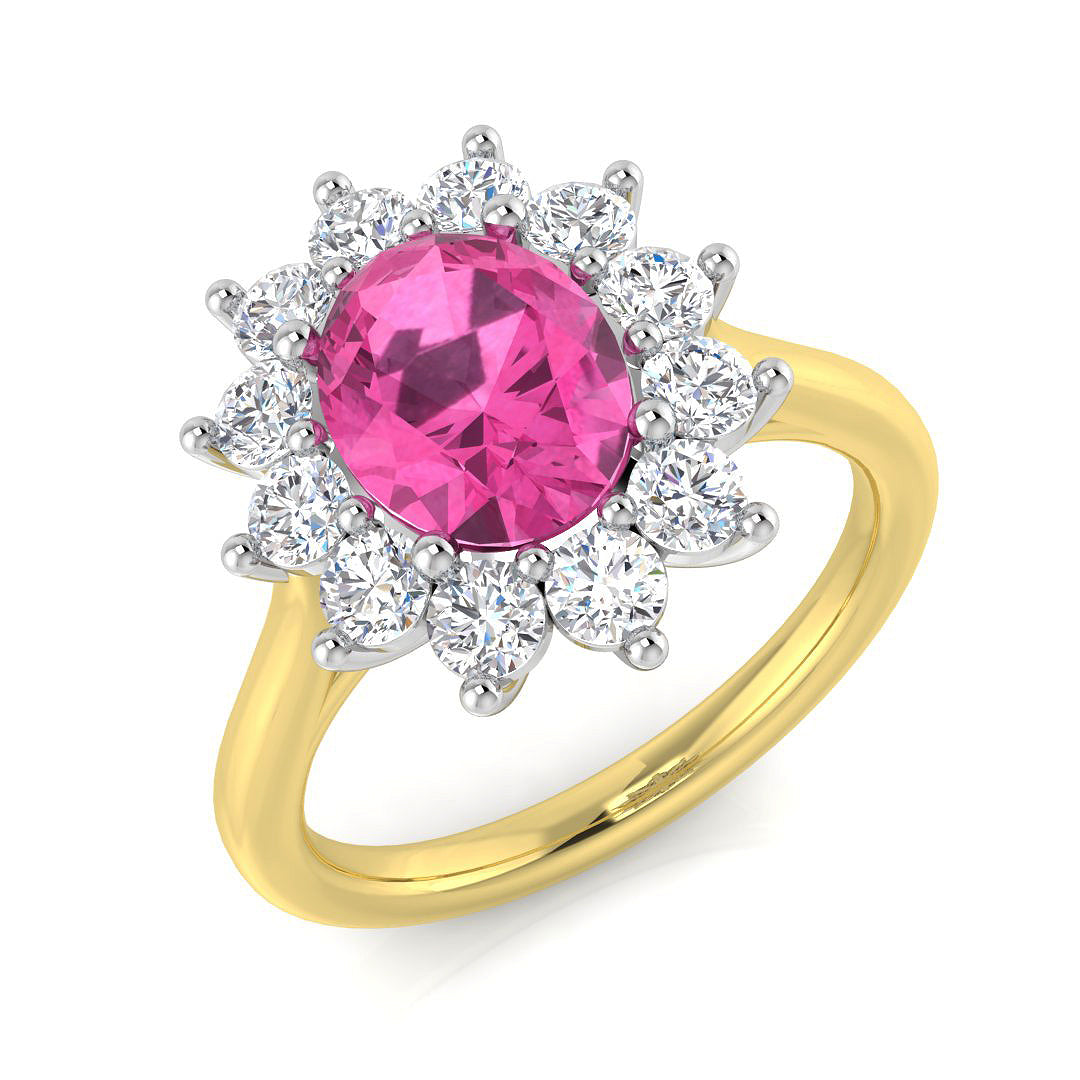 Pink Sapphire Diamond Halo Engagement Ring | Oval Cut | 0.75ct - 6ct