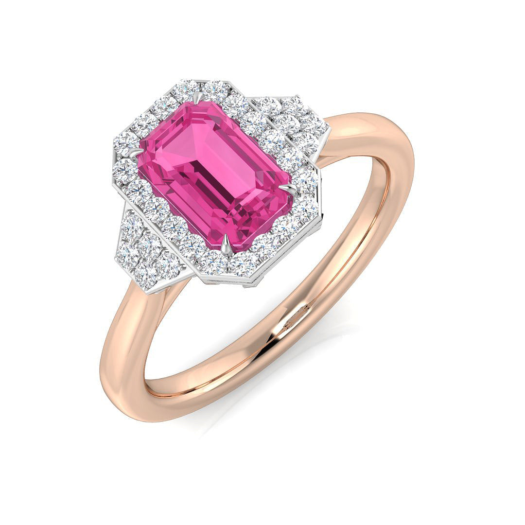 Diamond Corfe Pink Sapphire Ring | 1.25ct | Hallmarked Gold & Platinum