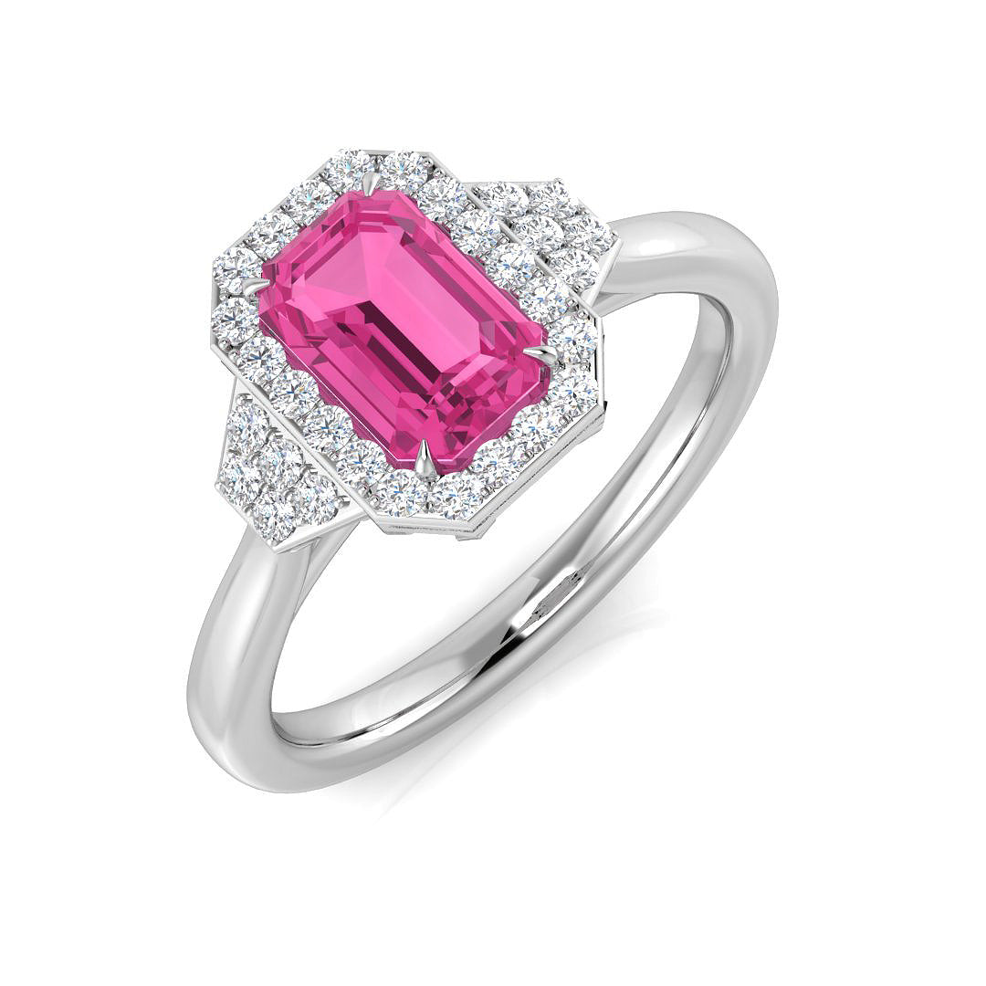 Diamond Corfe Pink Sapphire Ring | 1.25ct | Hallmarked Gold & Platinum