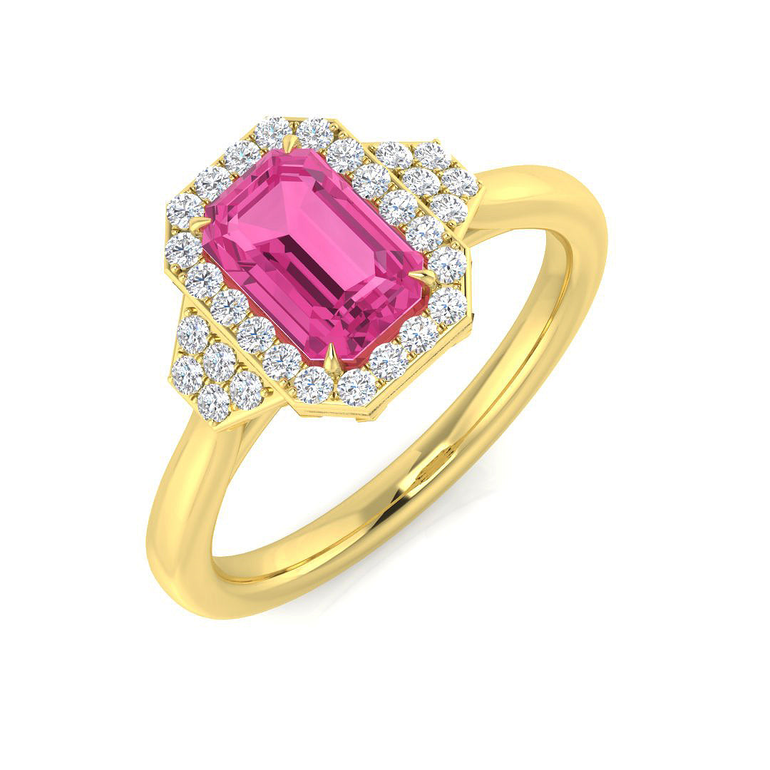 Diamond Corfe Pink Sapphire Ring | 1.25ct | Hallmarked Gold & Platinum