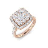 Natural Round Cut Diamond Cluster Engagement Ring