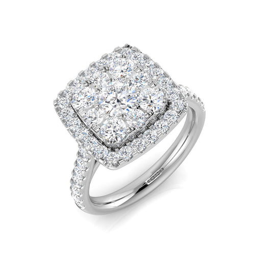 Natural Round Cut Diamond Cluster Engagement Ring