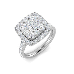 Natural Round Cut Diamond Cluster Engagement Ring