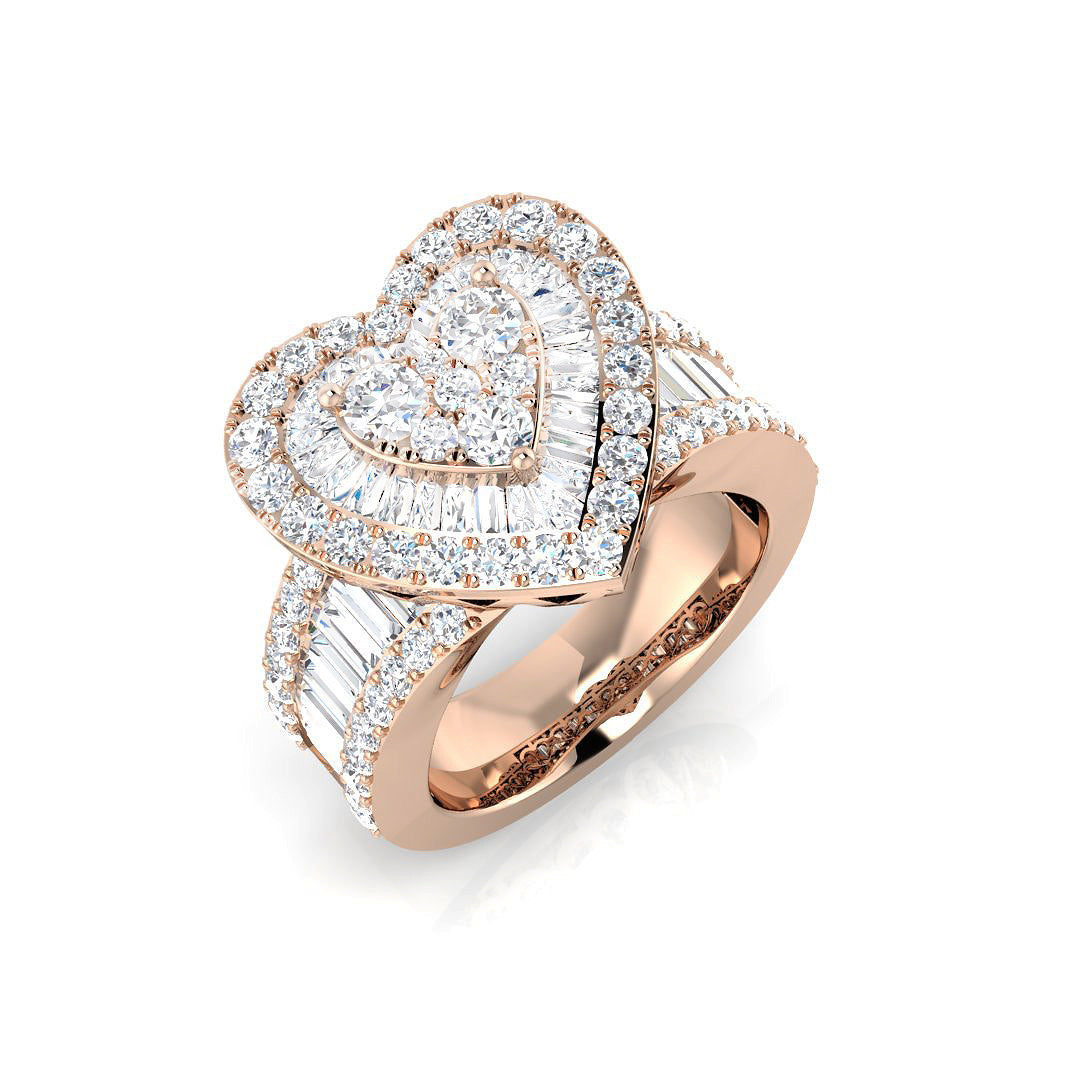 Heart Shaped Baguette Diamond Ring