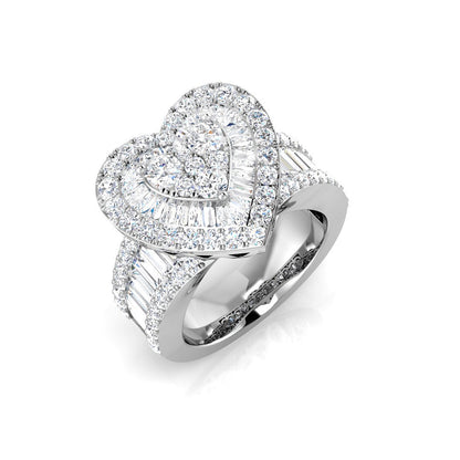 Heart Shaped Baguette Diamond Ring