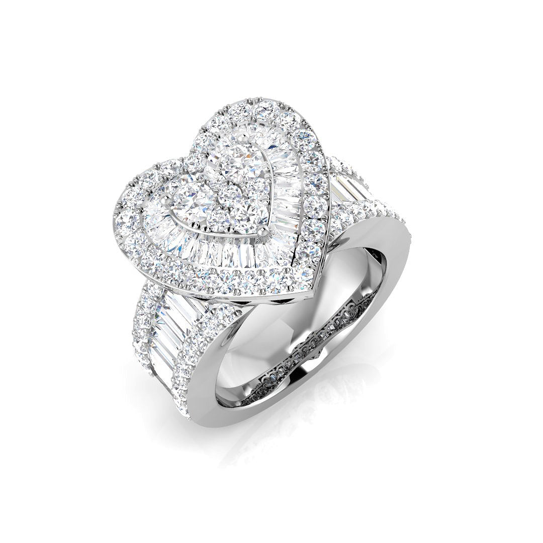 Heart Shaped Baguette Diamond Ring