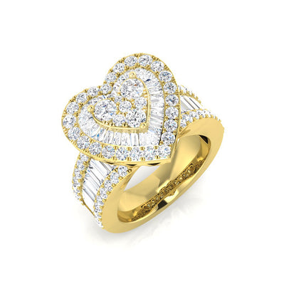 Heart Shaped Baguette Diamond Ring
