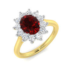 2.30Carat D-E/VS Lab Grown Ruby & Diamond Engagement Ring 9k Two Tone Ready To Ship